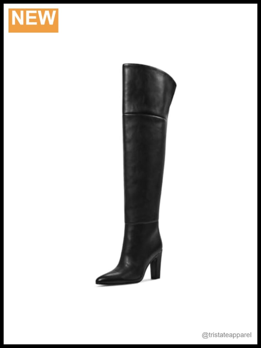 Thigh High Boots Women Wide Calf Over Knee Chunky Heel Faux Leather Pointed Toe